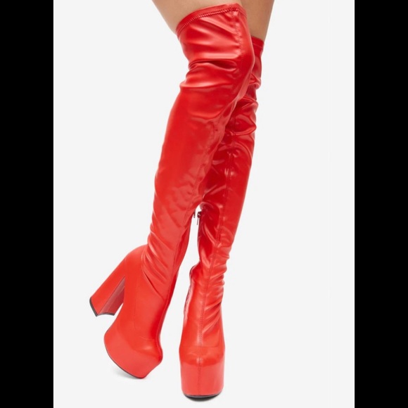 LEMON DROP RED PLATFORM BOOTS - Picture 3 of 6